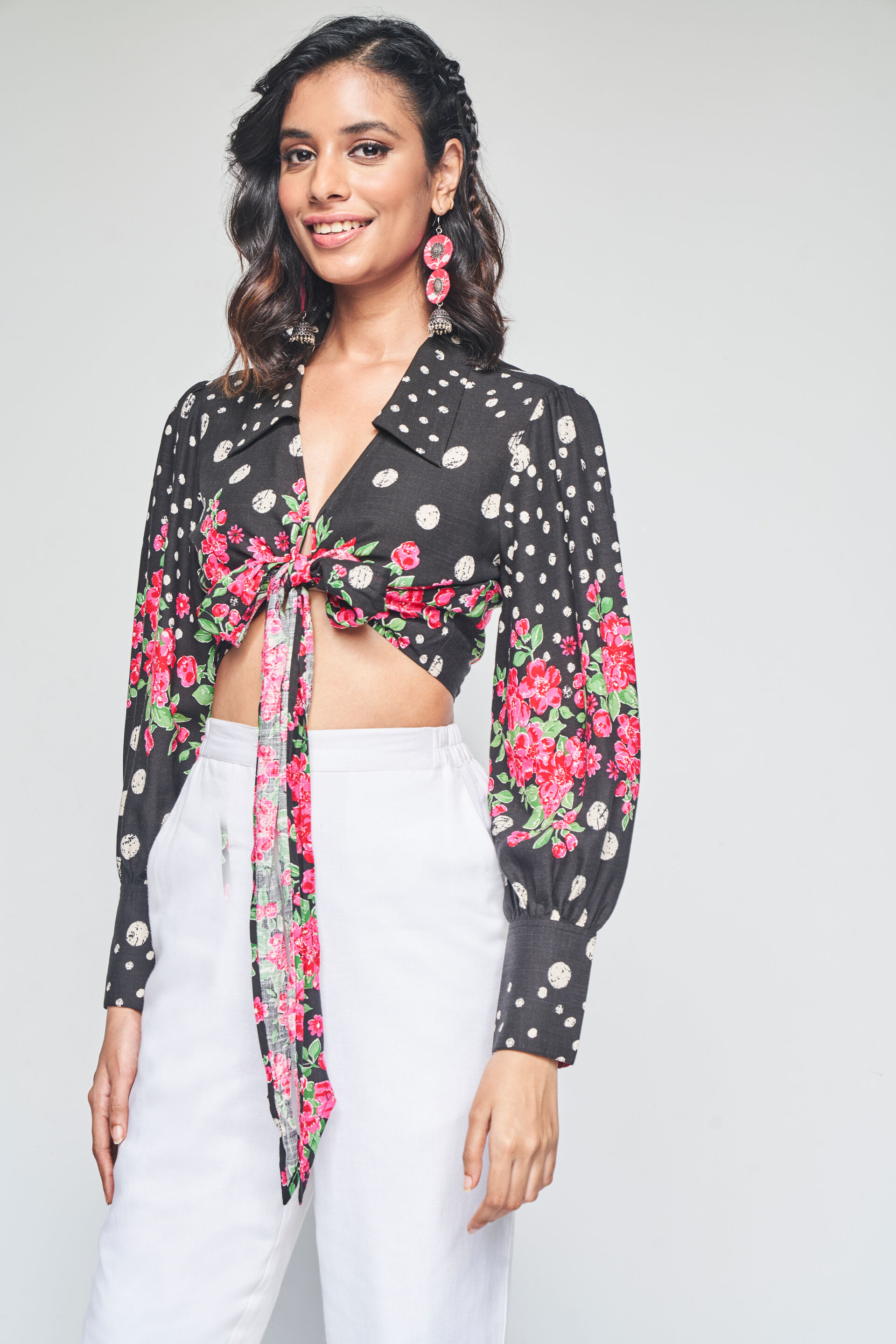 Nisha Cropped Top, Black, image 2